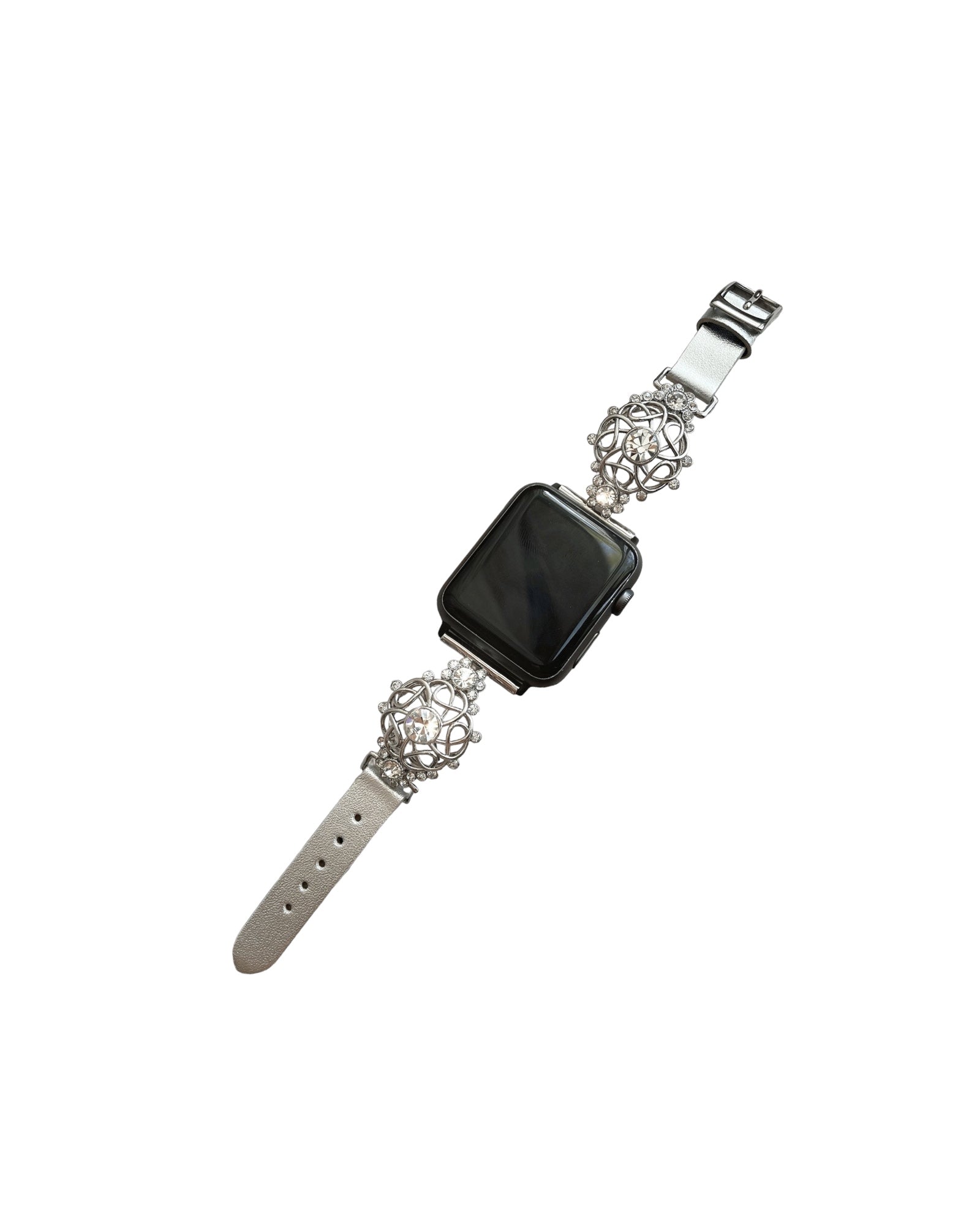 Silver Filigree Bracelet Diamond Accent Watch Band