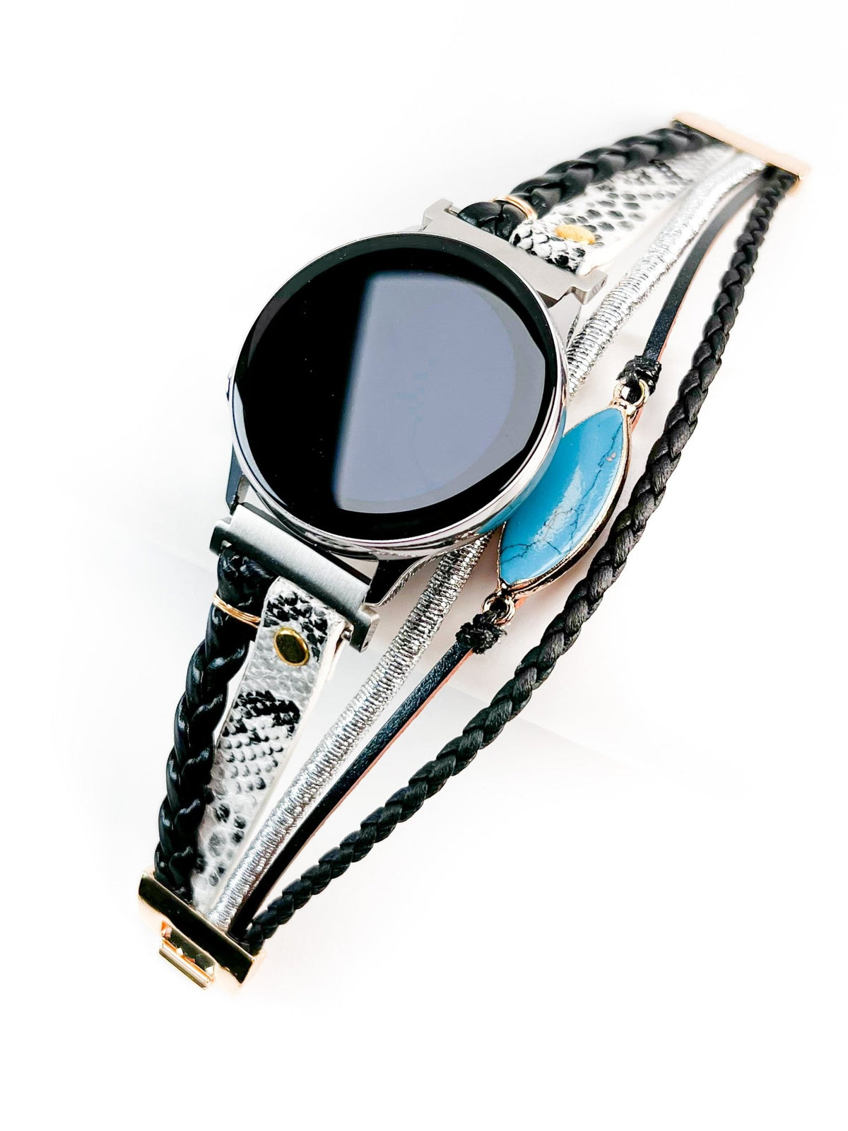 Black Boho Chic Samsung Galaxy Layered Watch Band | Mareevo display picture 2