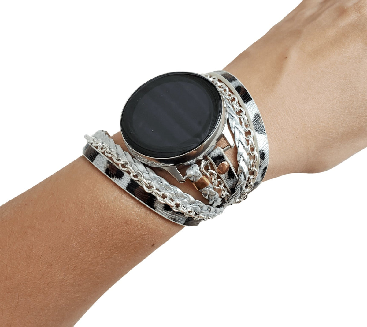 Boho Chic Leopard Print Leather Watch Band for Samsung Watch Mareevo