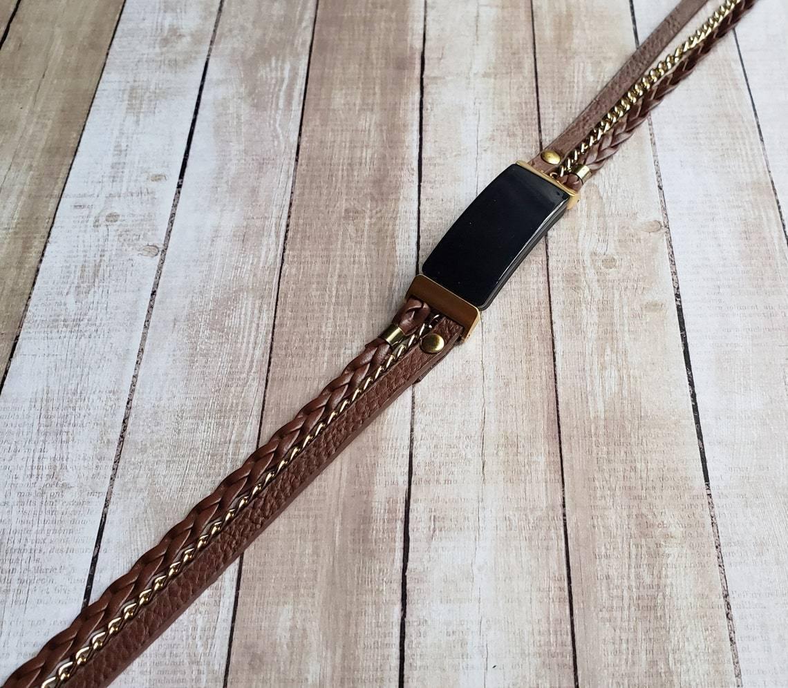Boho Chic Vegan Leather Braided Watch Bracelet Band for Fitbit Luxe - Mareevo