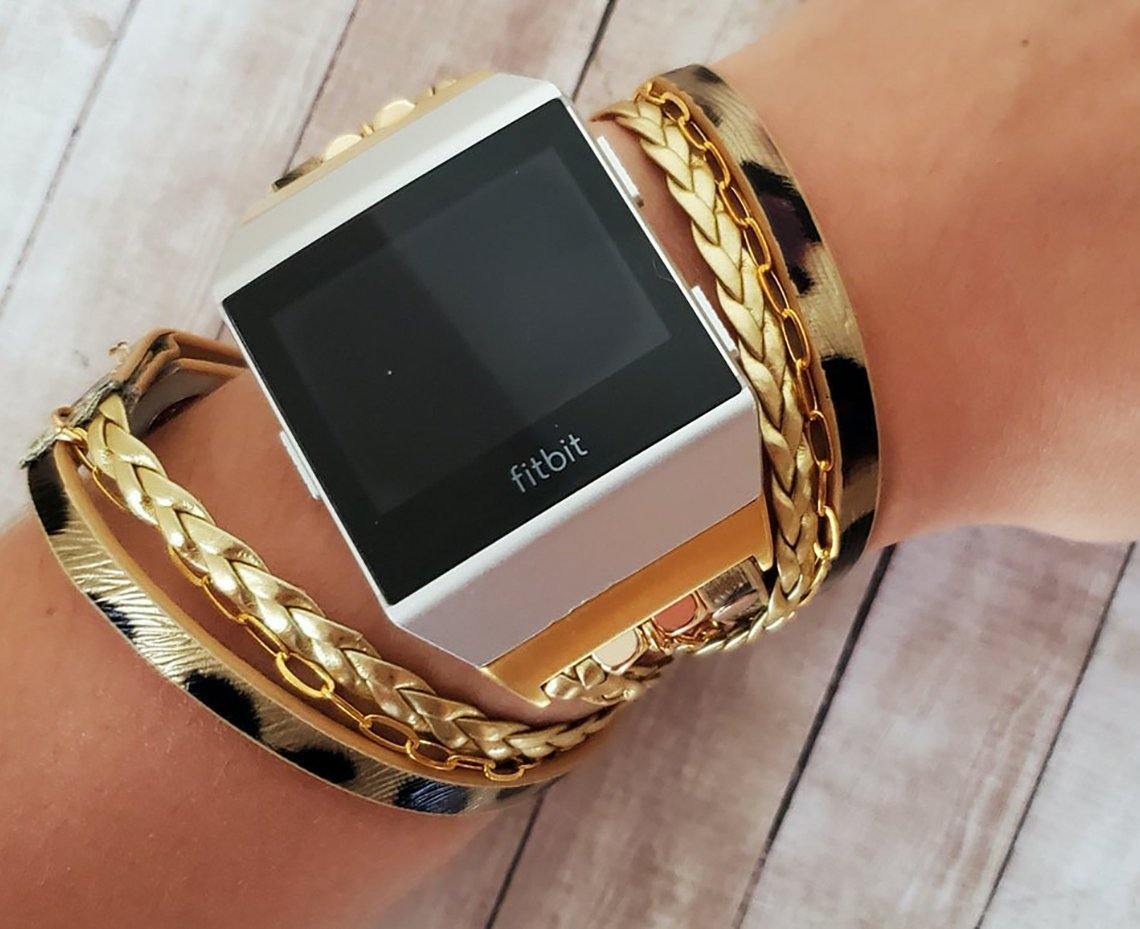 Leopard Chic Gold Watch Band for Fitbit Ionic - Mareevo