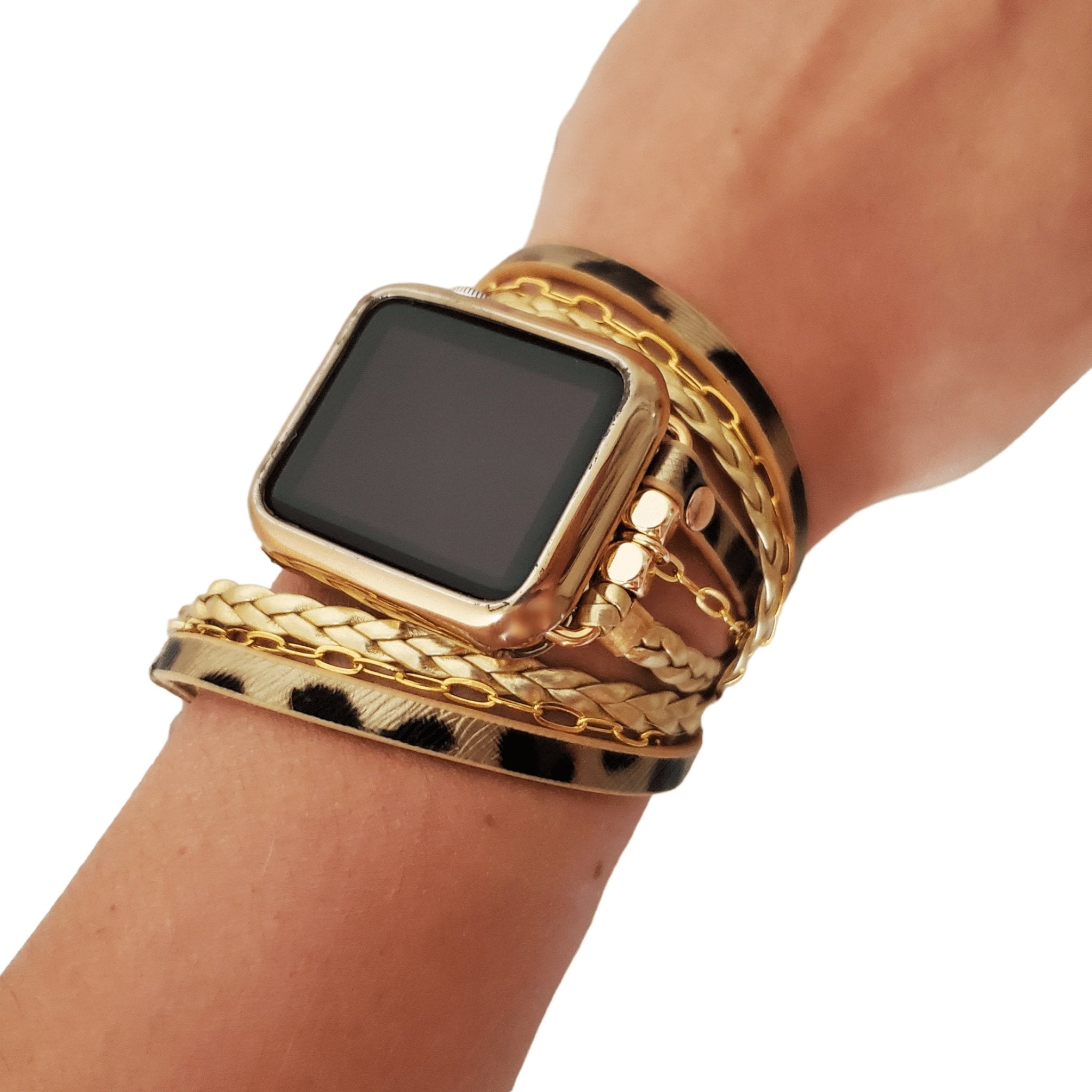 Animal print watch band, Trendy wrist accessory,