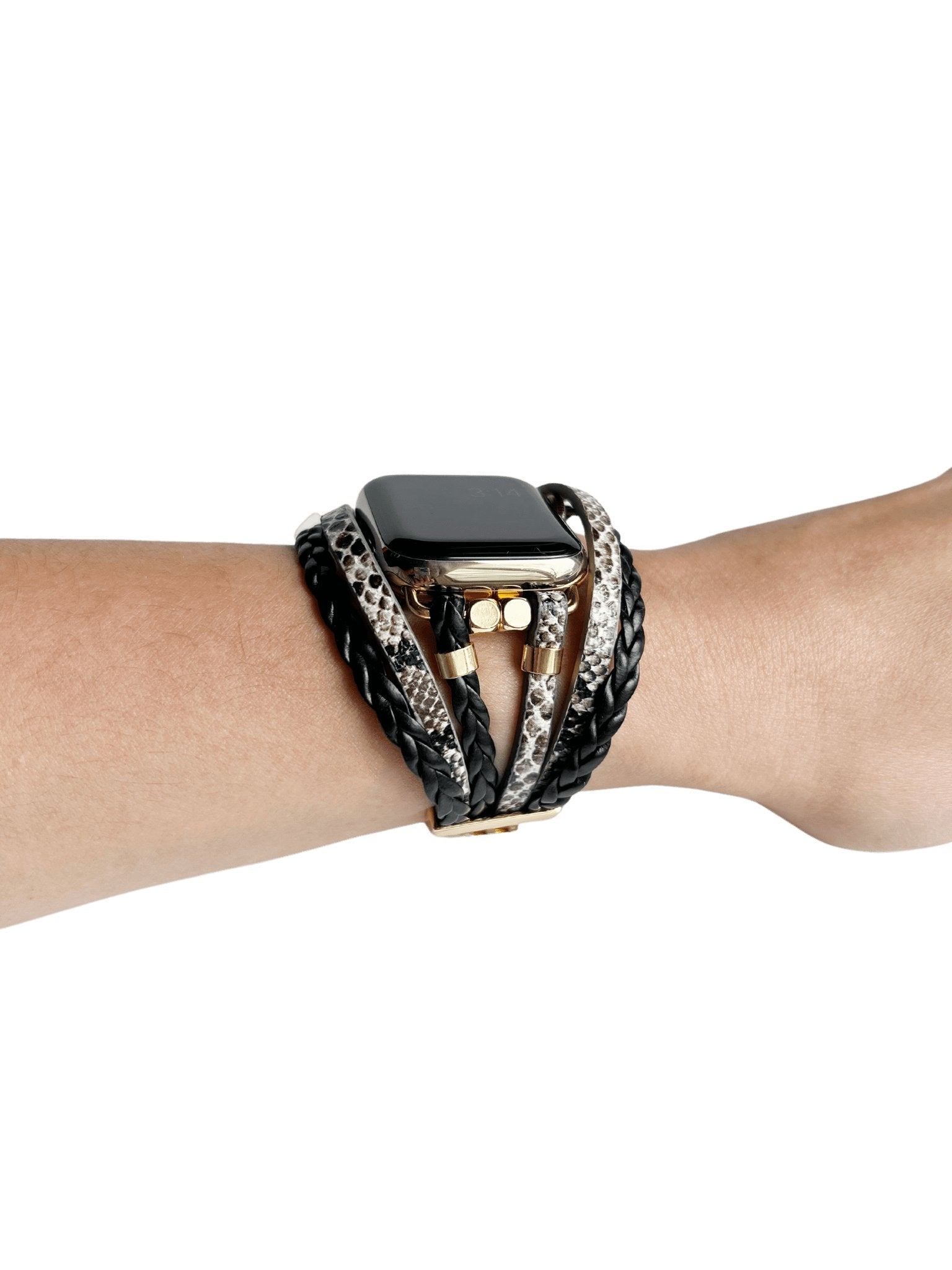 Posh Chic Black Layered Bracelet Watch Band - Mareevo