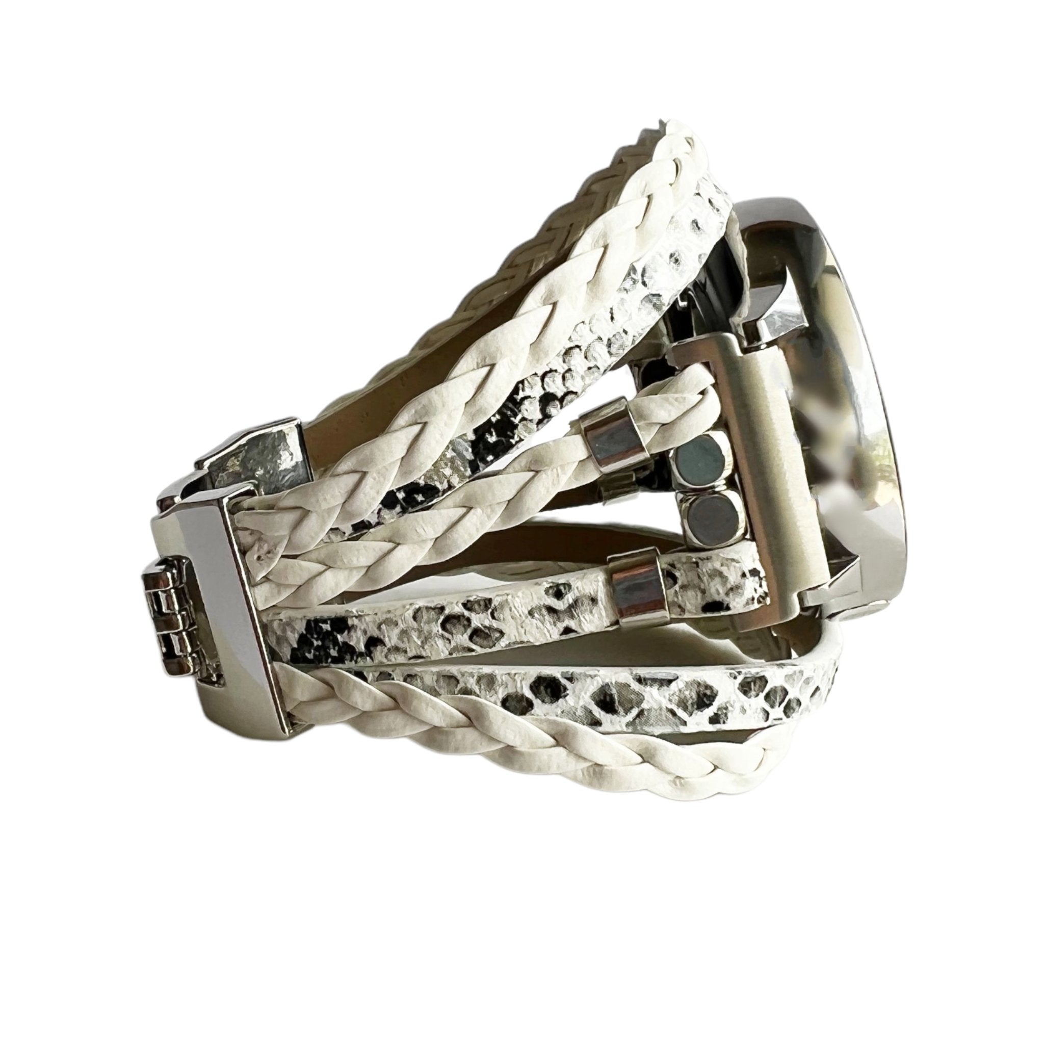 Posh Chic White Snake Watch Bracelet Band - Mareevo