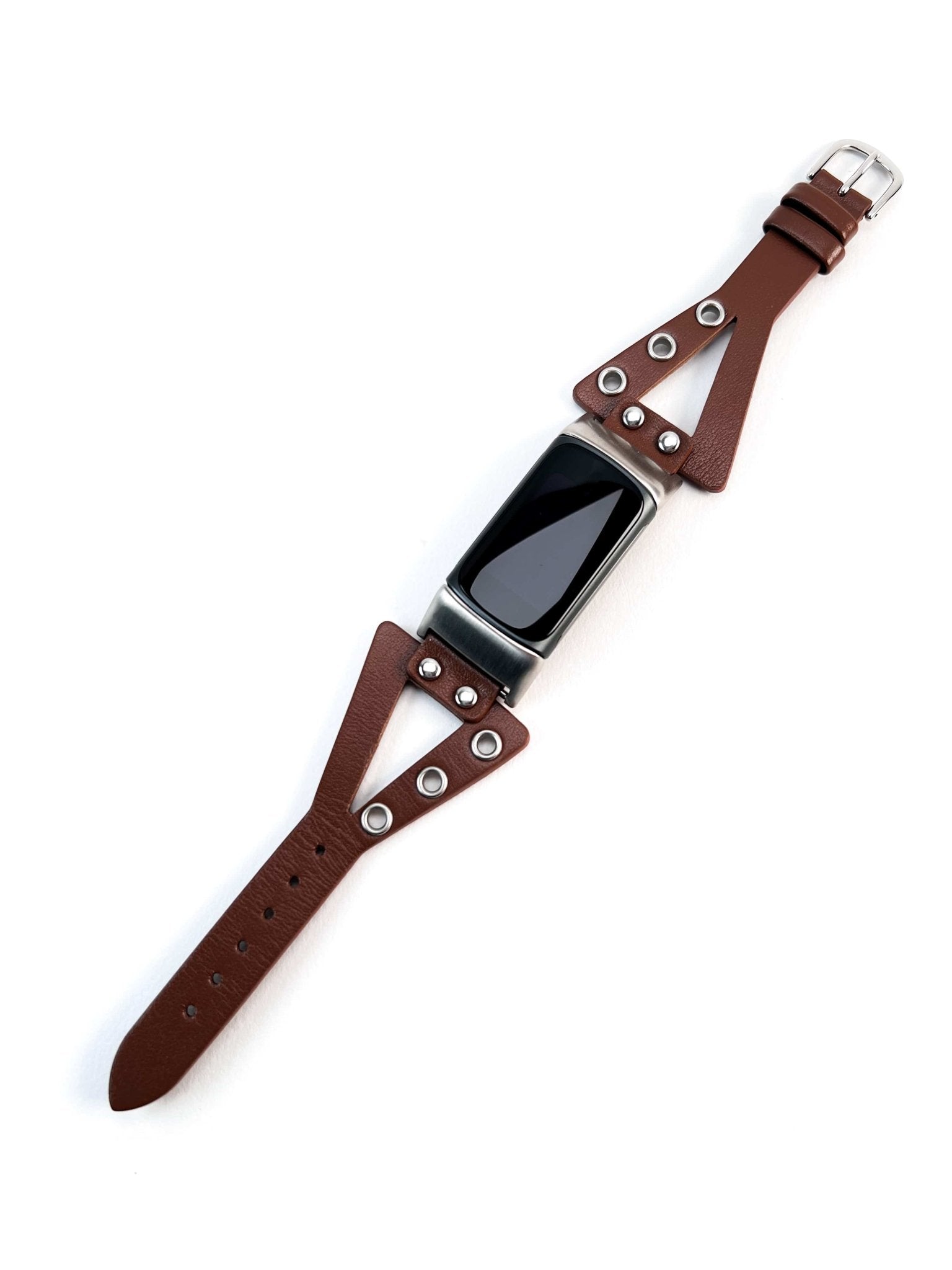 Punk Riveted Leather Watch Band for Fitbit Charge 5 - Mareevo
