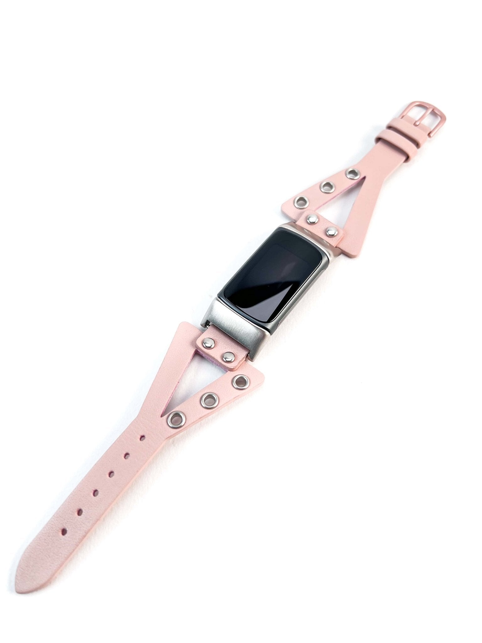 Punk Riveted Leather Watch Band for Fitbit Charge 5 - Mareevo