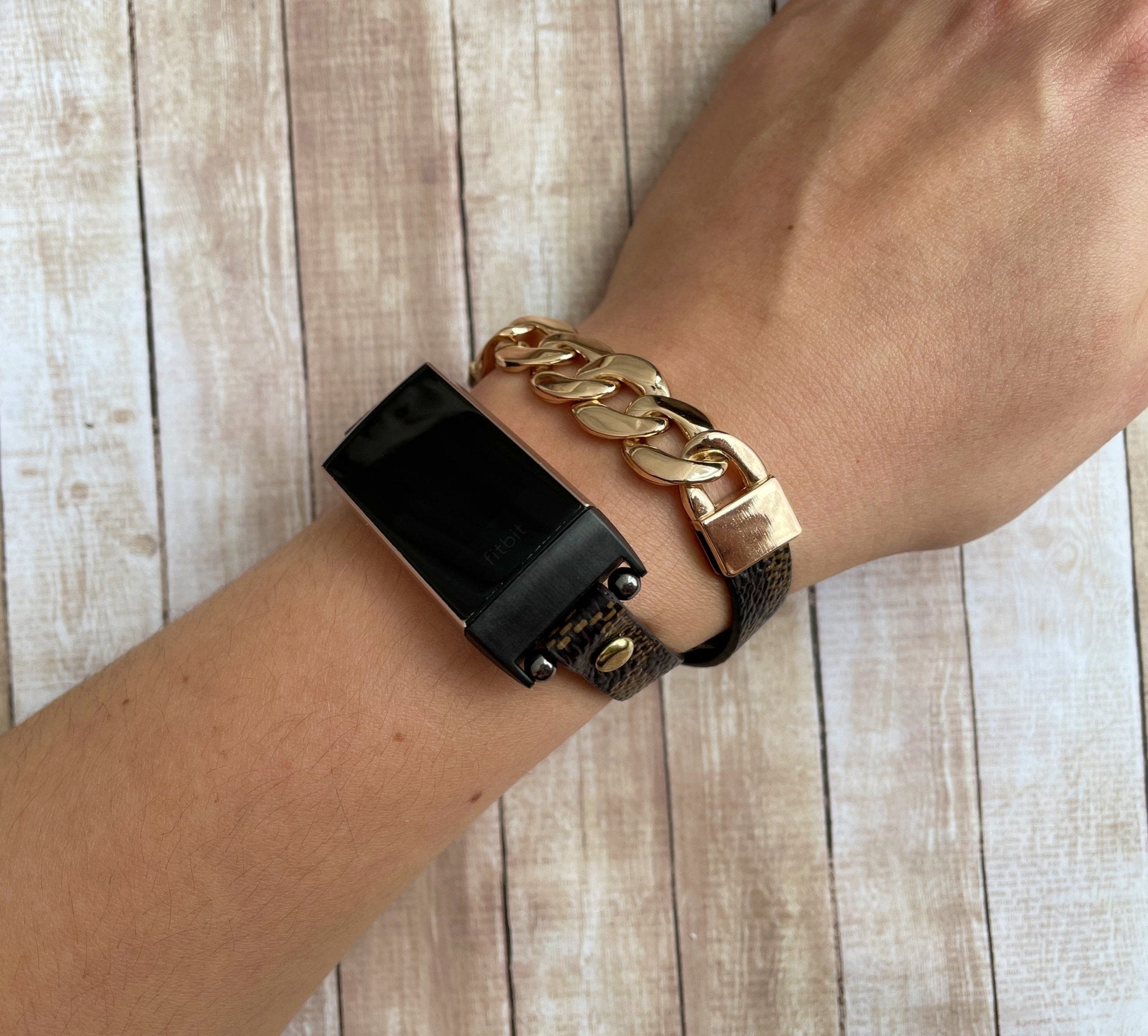Wrap Leather Gold Chain Watch Bracelet Band - Mareevo
