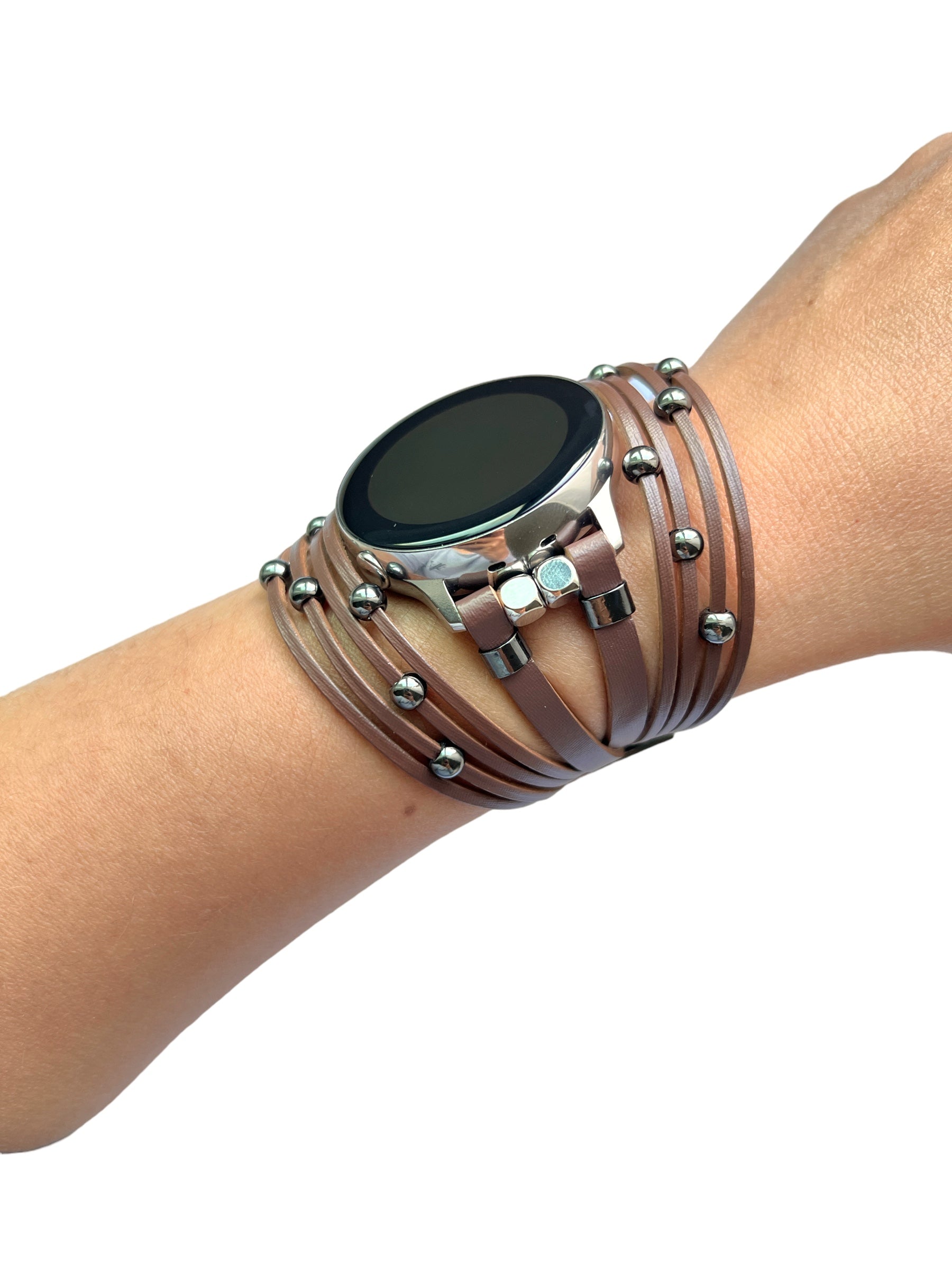 LABEAD Leather Beaded Watch Bracelet band for Samsung Watch