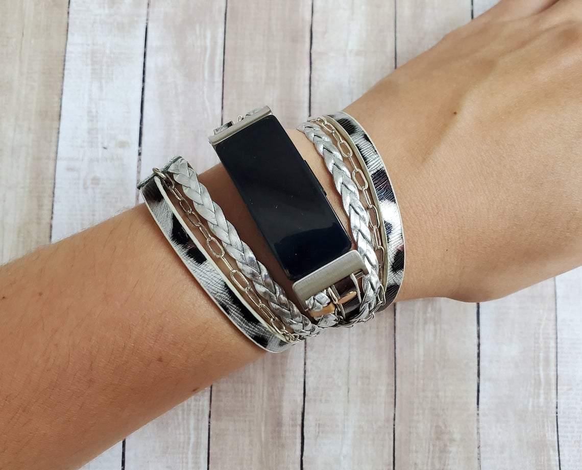 Boho Chic Leopard Wrap Bracelet Band for Fitbit Inspire 3