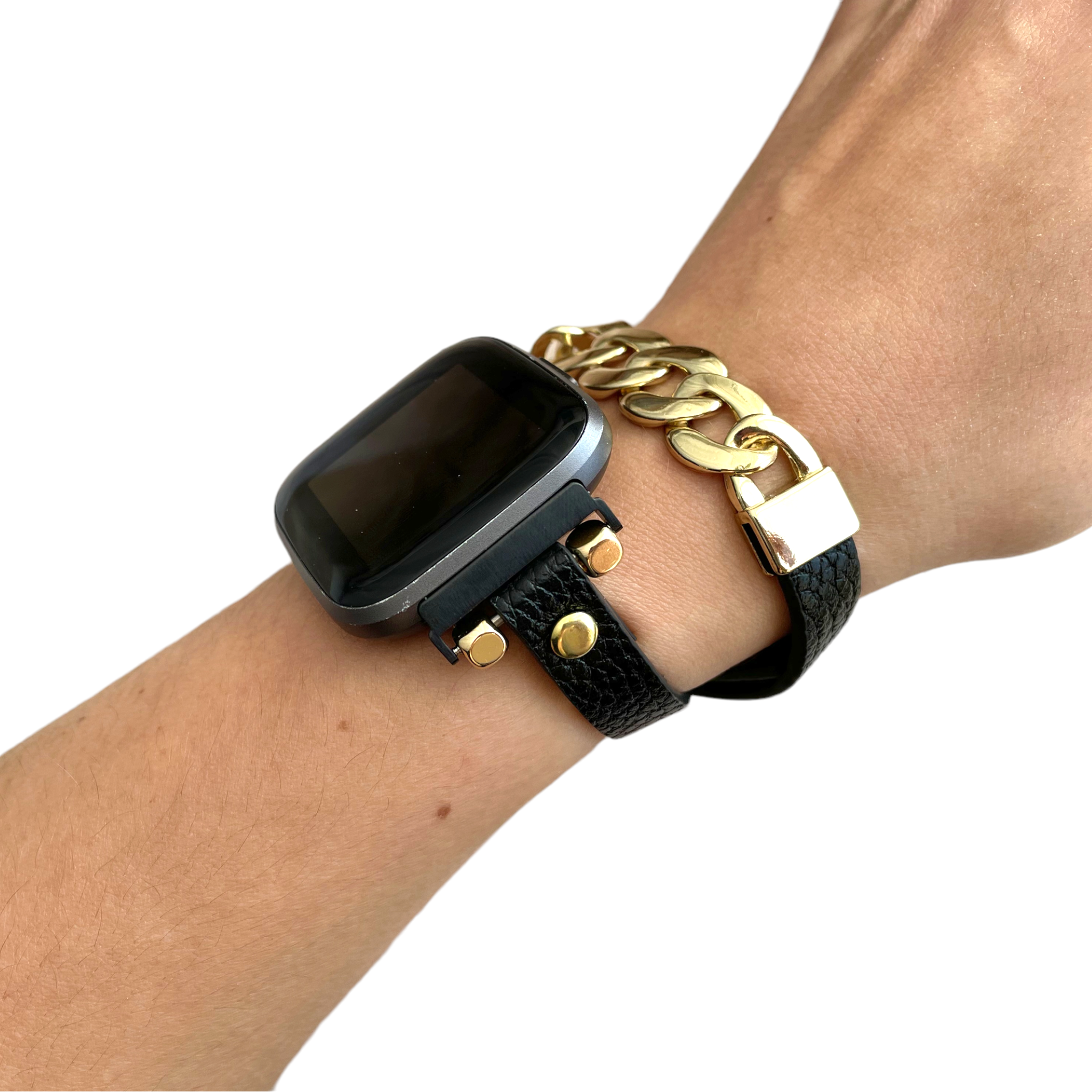 Posh Leather Chain Bracelet Watch Band for Fitbit Versa and Sense