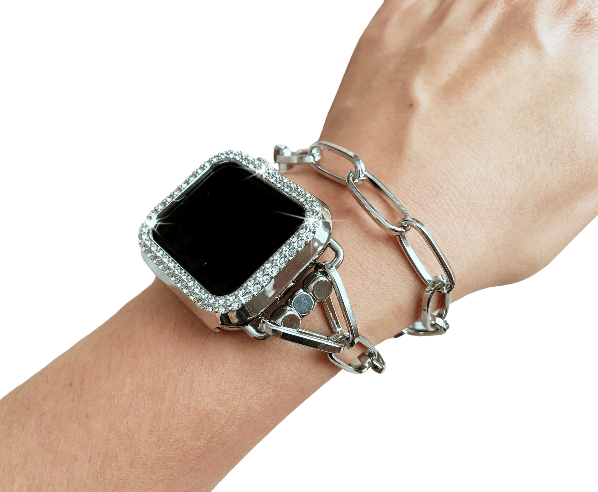 Silver Chain Wrap Watch Bracelet Silver Link Chain Band - Mareevo