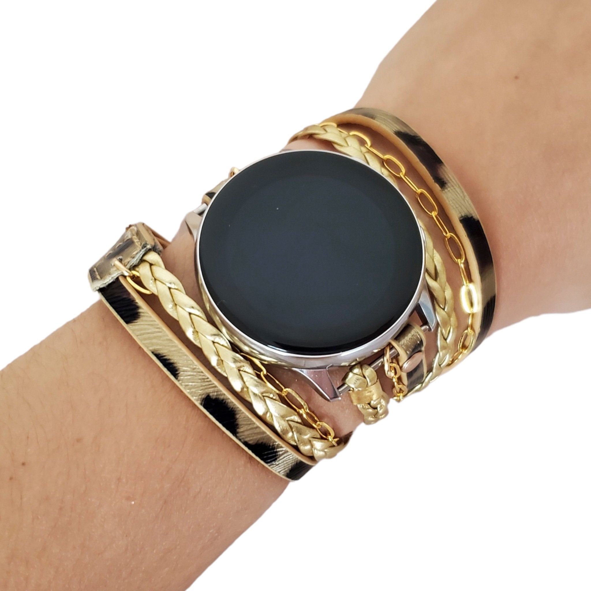 Boho Chic Leopard Print Leather Watch Band for Samsung Watch - Mareevo