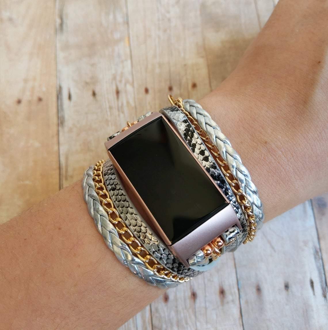 Boho Chic Snake Pattern Watch Band for Charge 3&4 - Mareevo