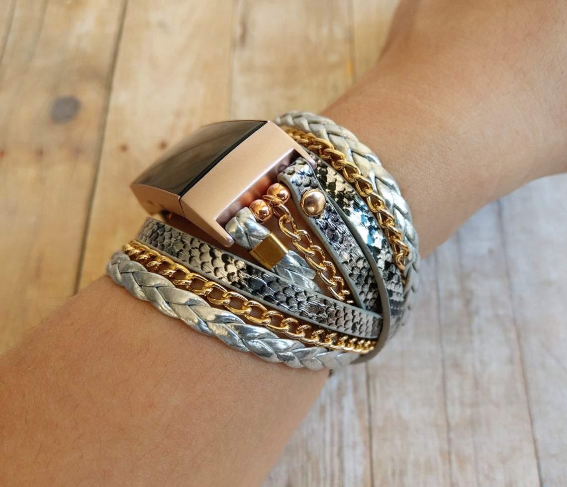 Boho Chic Snake Pattern Watch Band for Charge 3&4 - Mareevo