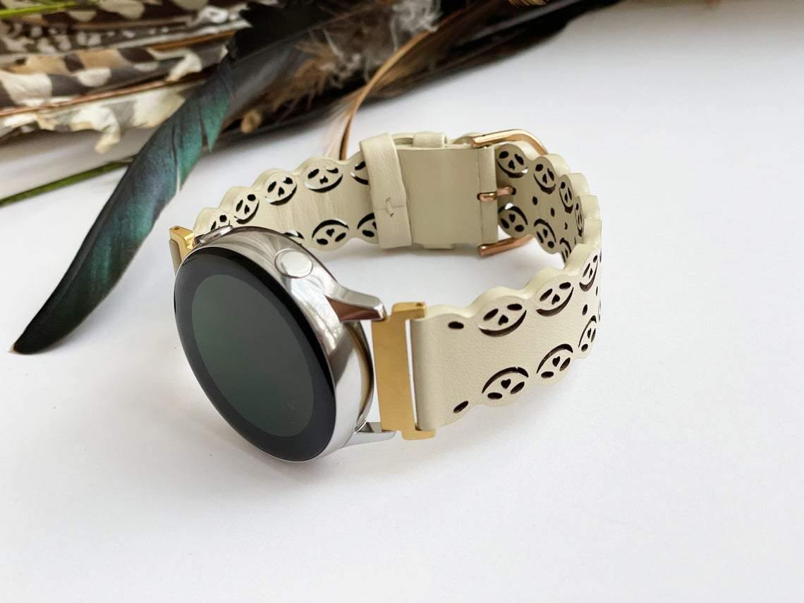 Brown Filigree Leather Watch Bracelet Band - Mareevo