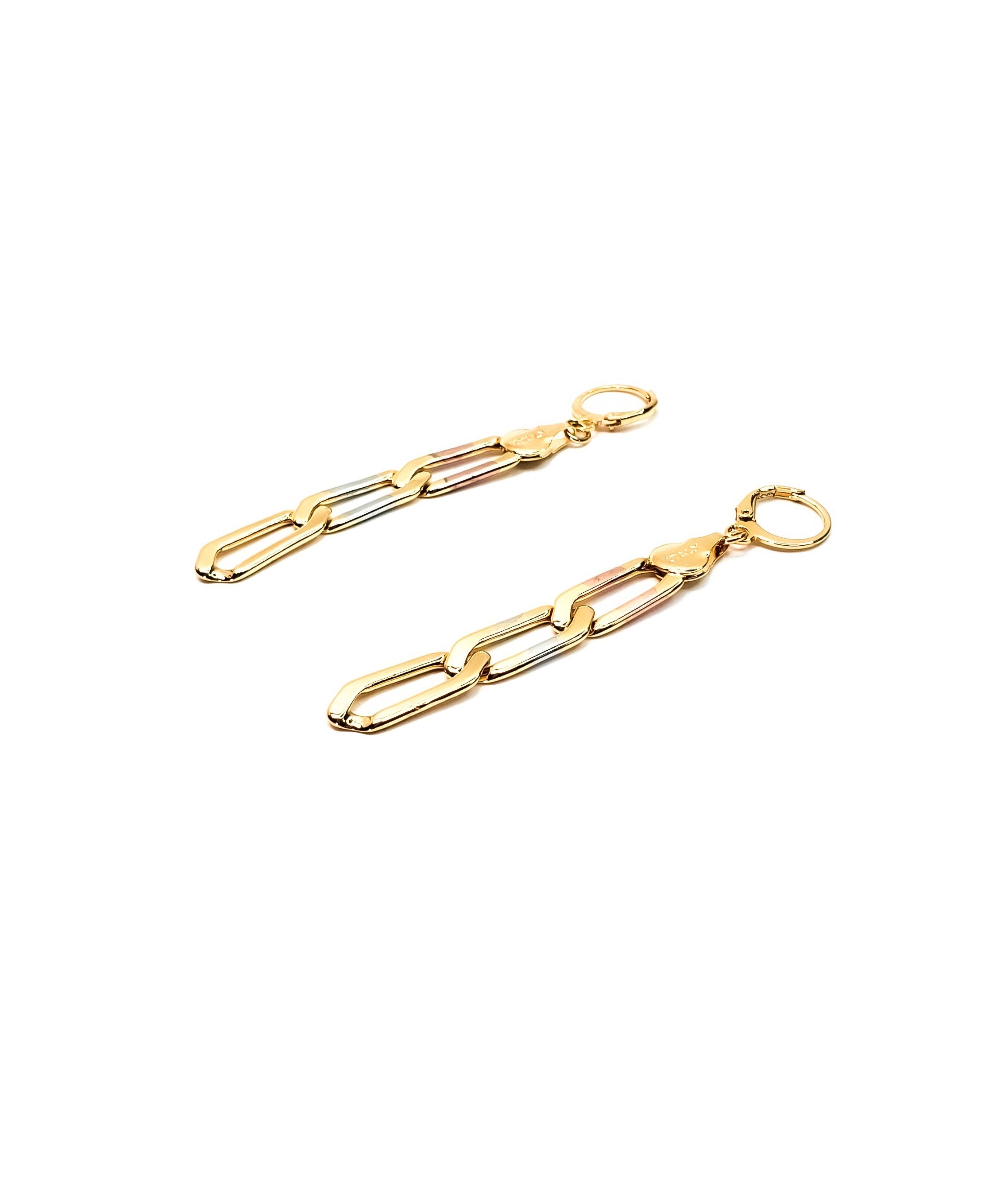 CEPIE Tri Color Paper Clip Link Chain Earrings