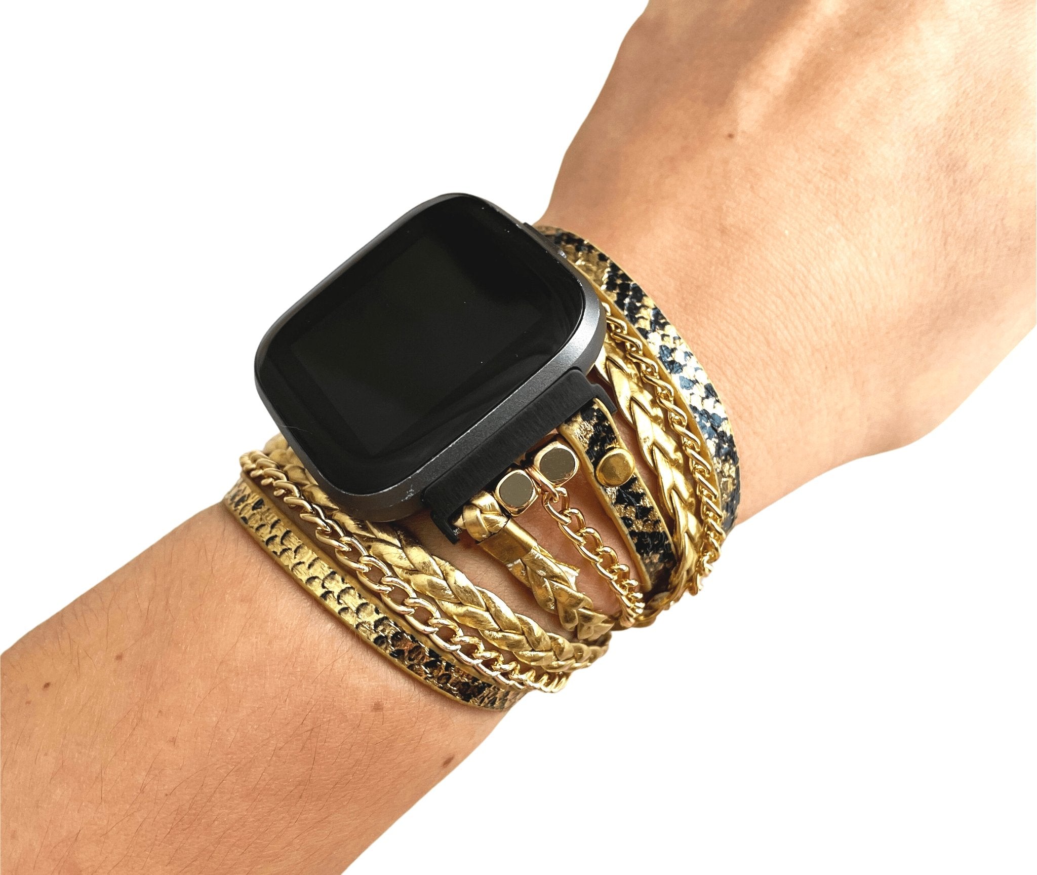 Boho Chic Fitbit Versa 3 Strap Fitbit SENSE Watch Band Black Snake