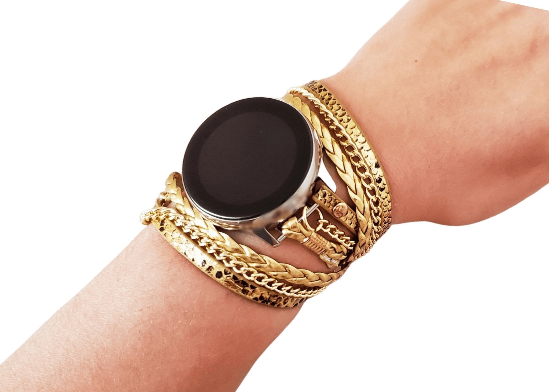 Gold Garmin Venu Watch Band Boho Chic Snake Skin Gold Chain Bracelet - Mareevo