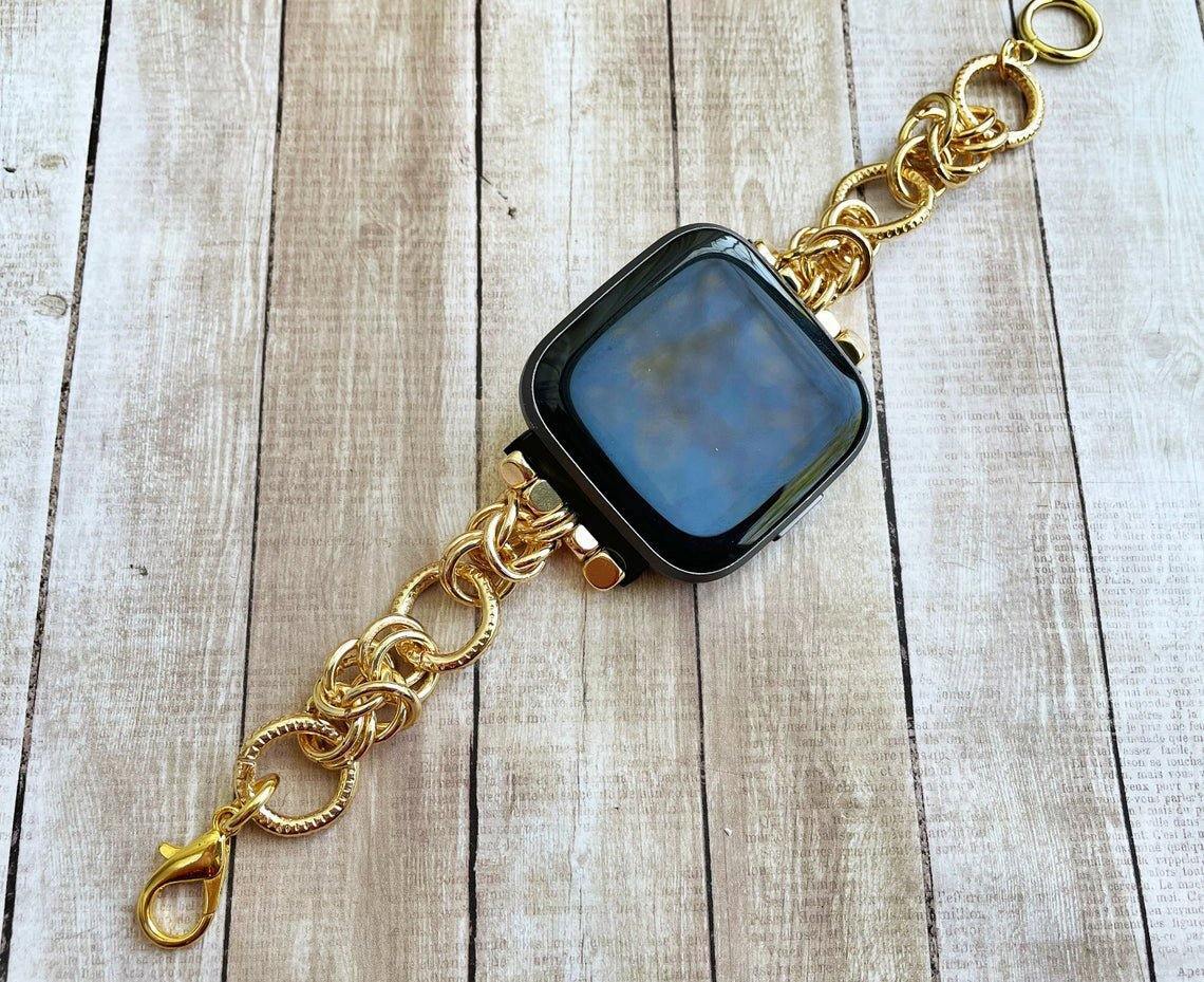 Gold Twisted Chain Fitbit Bracelet Watch Band - Mareevo
