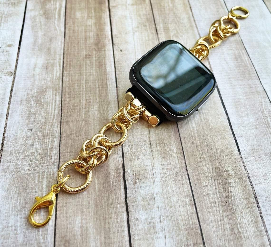 Gold Twisted Chain Fitbit Bracelet Watch Band - Mareevo