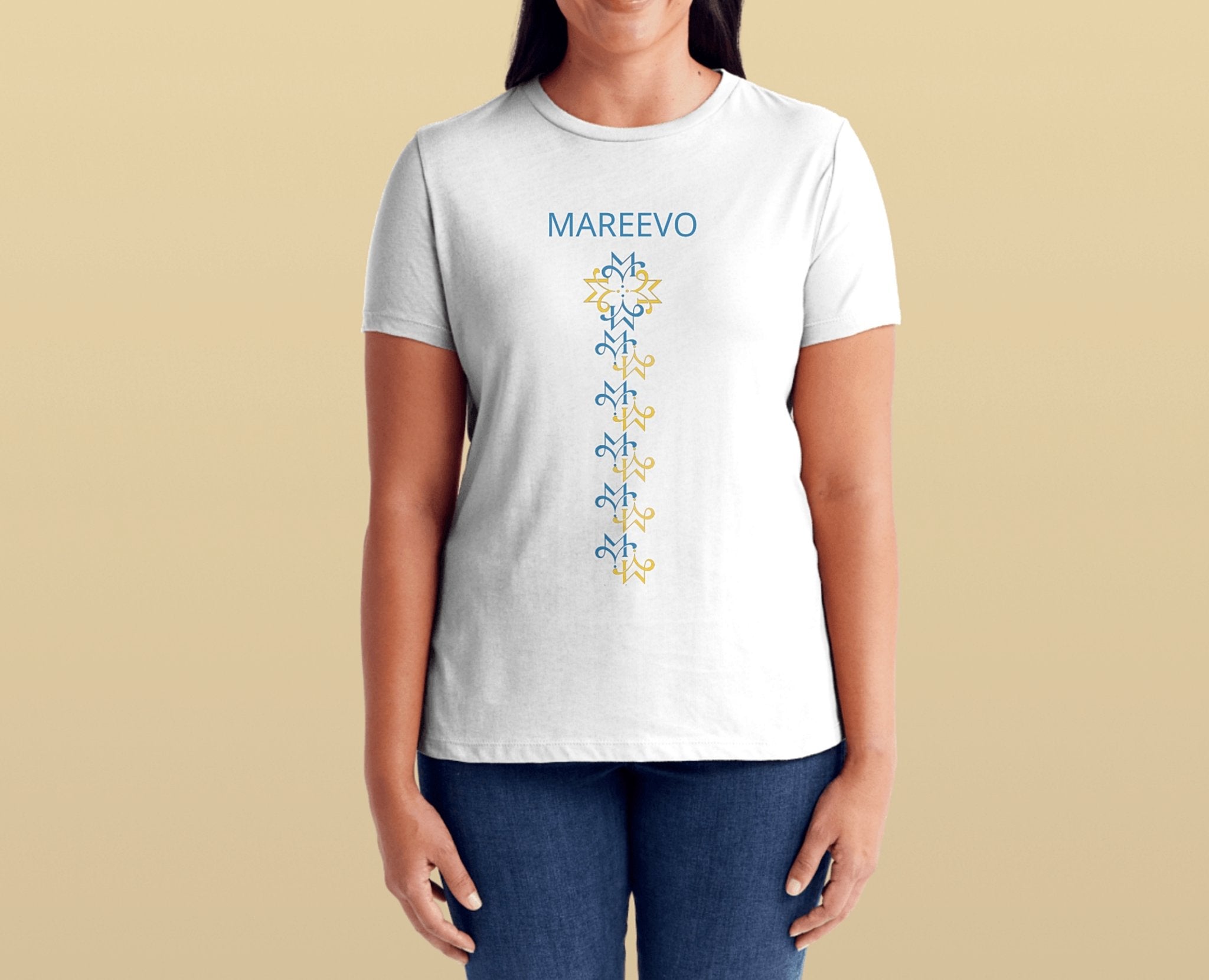 MAREEVO Logo Women T-Shirt Blue & Yellow - Mareevo