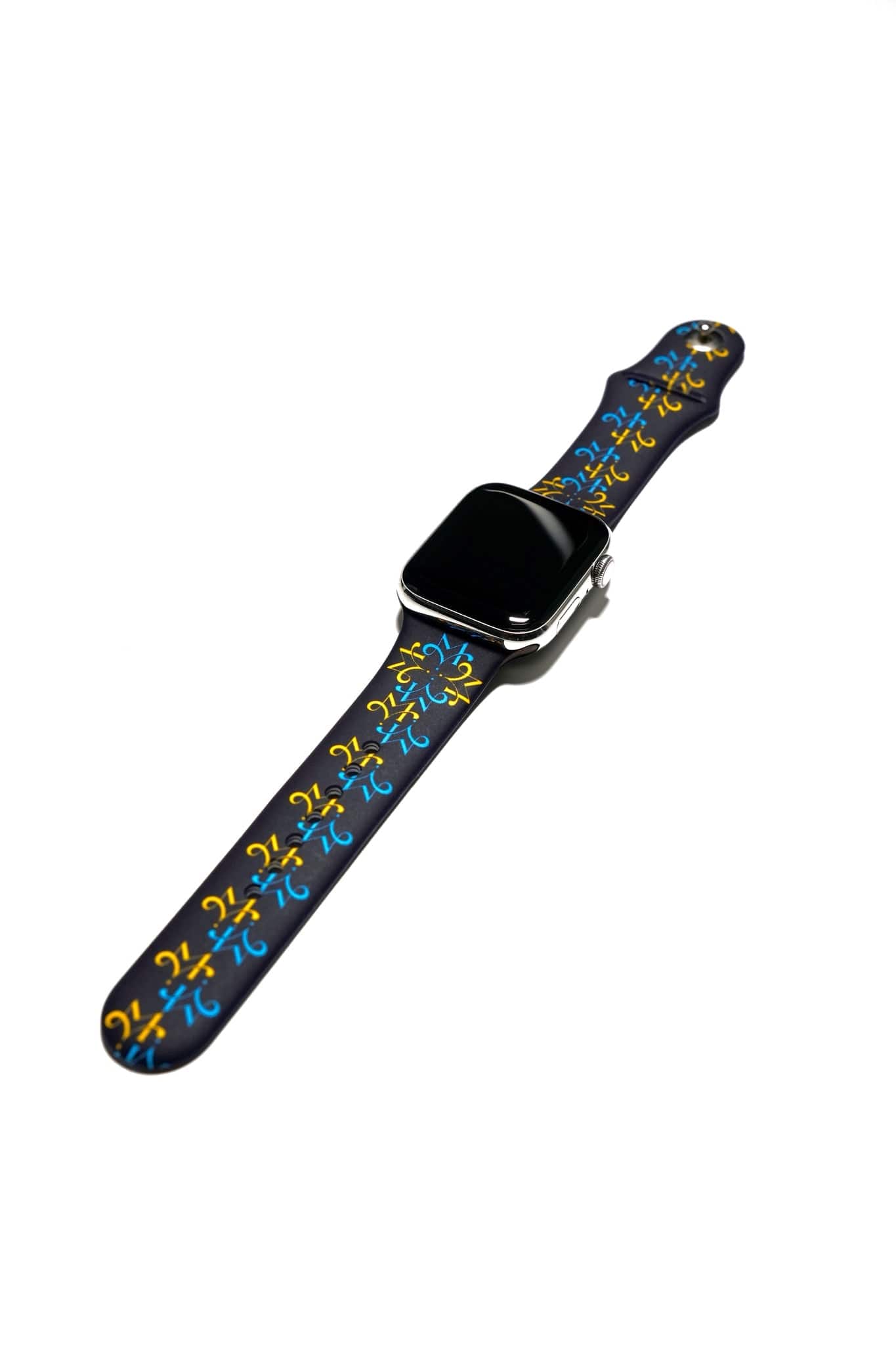 MV Ornament Silicone Watch Band Blue and Yellow - Mareevo