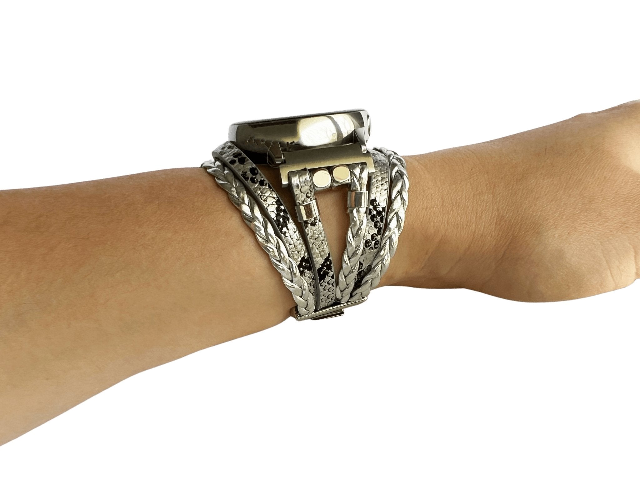 Posh Chic Silver Snake Watch Bracelet Band - Mareevo