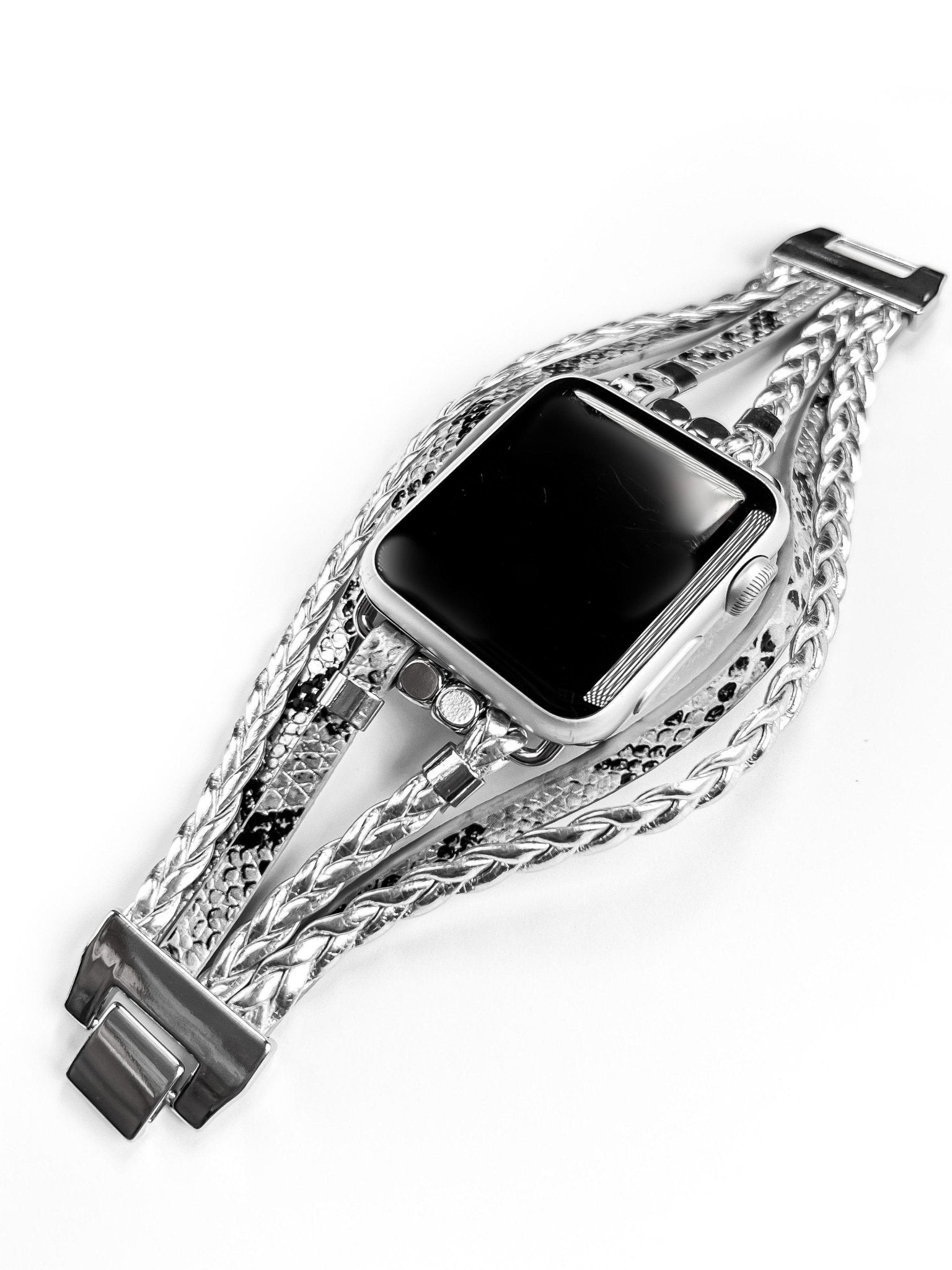 Posh Chic Silver Snake Watch Bracelet Band - Mareevo